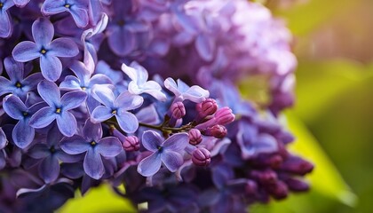 Macro Of Purple Blue Lilac Flowers Syringa Vulgaris