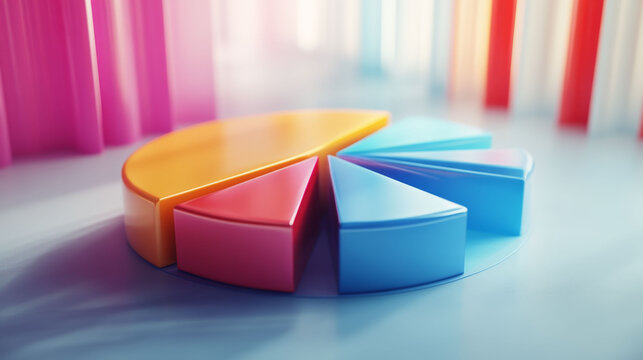 Corporate slide with extruded 3D pie diagram - Powered by Adobe