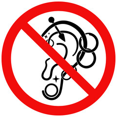No Ear piercing sign. Flat vector illustration design isolated on white background.