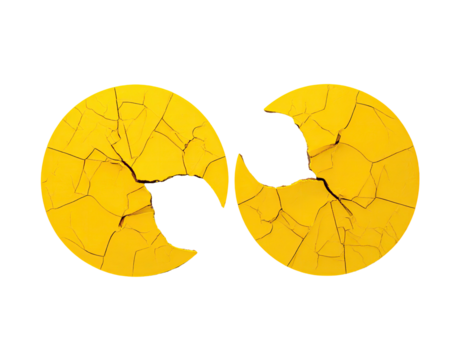 Yellow cracked circles form an infinity symbol, over black background - Powered by Adobe