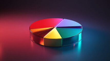 Glossy metallic pie chart reflecting soft lighting