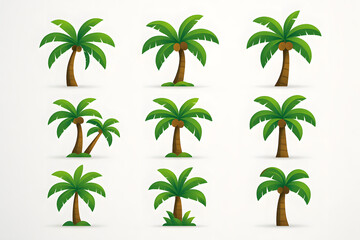 Palm trees in Tropical Oasis: A collection of stylized palm trees against a clean, light backdrop, evoking a sense of a tropical paradise, ideal for vacation, travel, and relaxation concepts. 