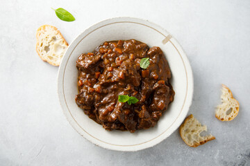 Traditional beef ragout with vegetables