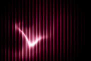 Abstract red vertical lines with a bright curve on a dark background