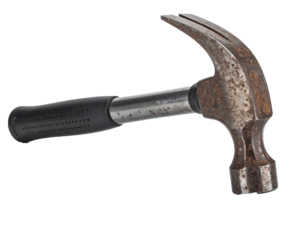 Old Rusty Hammer with Handle Isolated on White Background