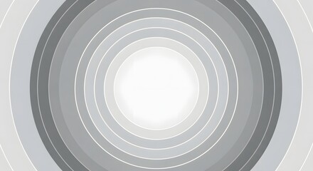 Concentric circles of varying shades of gray create a hypnotic tunnel effect, drawing the eye towards a bright white center.