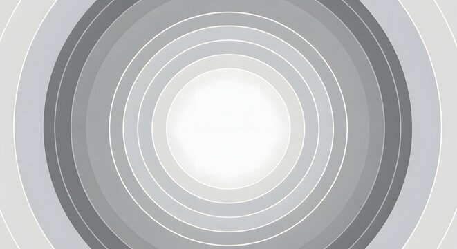 Concentric circles of varying shades of gray create a hypnotic tunnel effect, drawing the eye towards a bright white center.