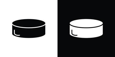 Hockey puck icon illustration element design. black glyph icons