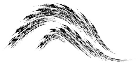 Obraz premium Grunge tire tracks, brake marks. Tire tread, wheel texture, tire marks - auto racing, motocross, drift, rally, off-road, and more.