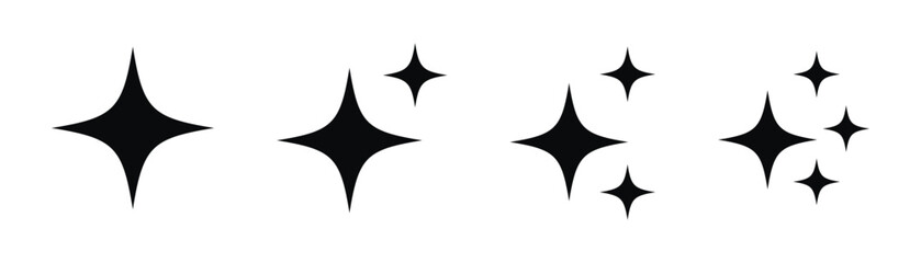 sparkle star icon set. simple star burst symbol. vector illustration.