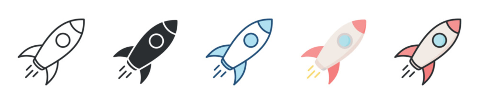 Rocket Icon Set Multiple Style Collection