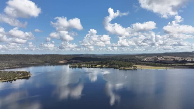 Aerial footage of Lake Barambah Queensland Australia