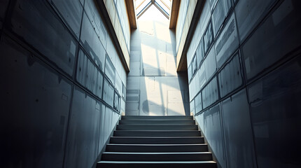 Obraz premium Concrete Stairwell with Skylight