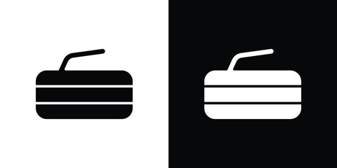 Curling stone icon illustration element design. black glyph icons