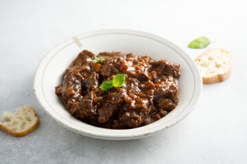 Traditional beef ragout with vegetables