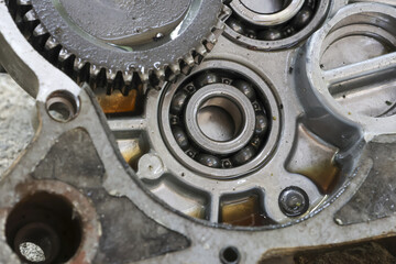 Close up of mechanical precision, revealing intricate gears and smooth ball bearings, suggesting...