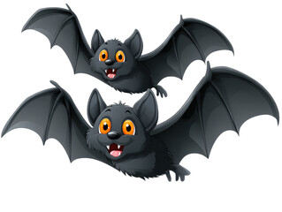 Cute Cartoon Flying Bats PNG: Isolated Flying Bats on Transparent Background