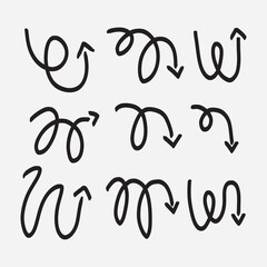 Arrow bold doodle hand drawing simple element set