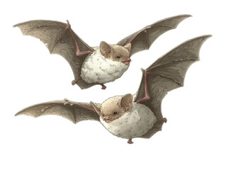 Cute Cartoon Flying Bats PNG: Isolated Flying Bats on Transparent Background
