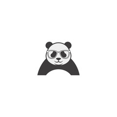 Cool panda face logo, simple monochrome mascot, sunglasses style, modern urban brand icon, playful minimalist vector