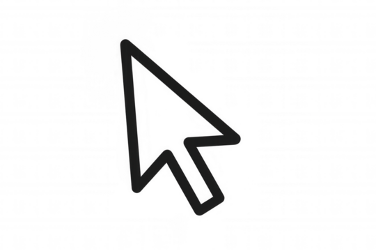 Cursor arrow icon indicating selection or click, computer graphics element with transparent background