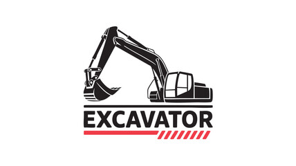 Modern excavator machine logo design industrial construction heavy machinery equipment