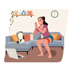 Fitness young woman doing exercises for buttocks and legs.. Vector cartoon flat style illustration