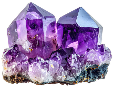 Close-up of a radiant, crystalline cluster, revealing vibrant purple hues - Powered by Adobe