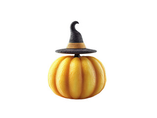 Halloween-Themed Pumpkin Vector Illustration: Pumpkin with Witch Hat (Transparent/White Background, PNG File)