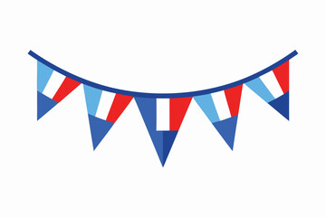 Obraz premium Festive Bunting Illustration Red, White, and Blue Triangle Flags on a Garland