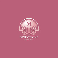 Elegant Ornamental Letter M Initial Monogram Crest Logo Emblem Design