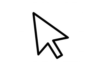 Black computer mouse cursor arrow icon pointer with transparent background, user interface element, clicking concept