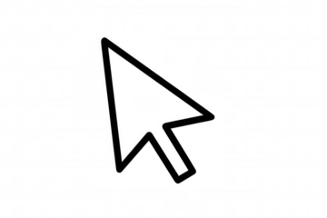 Black computer mouse cursor arrow icon pointer with transparent background, user interface element, clicking concept