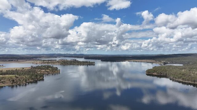Aerial footage of Lake Barambah Queensland Australia