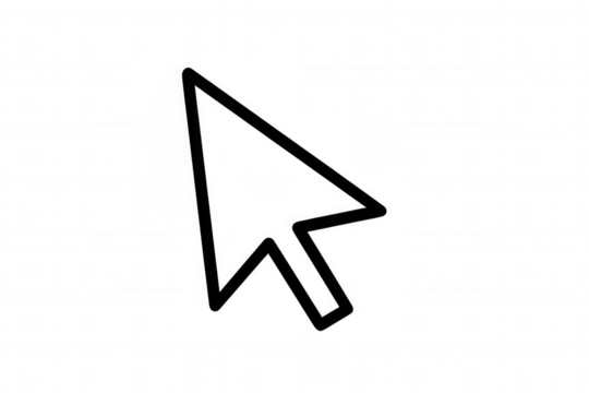 Black computer mouse cursor arrow icon pointer with transparent background, user interface element, clicking concept