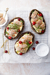 Herring sandwiches with cranberry