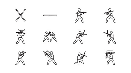 Vector art of stick figures fighting
