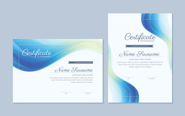 Modern Abstract Wave Certificate of Achievement Template Design Layout