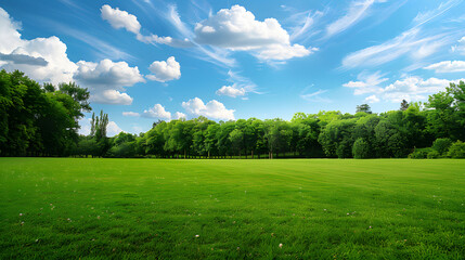 Fototapeta premium Green field under blue sky