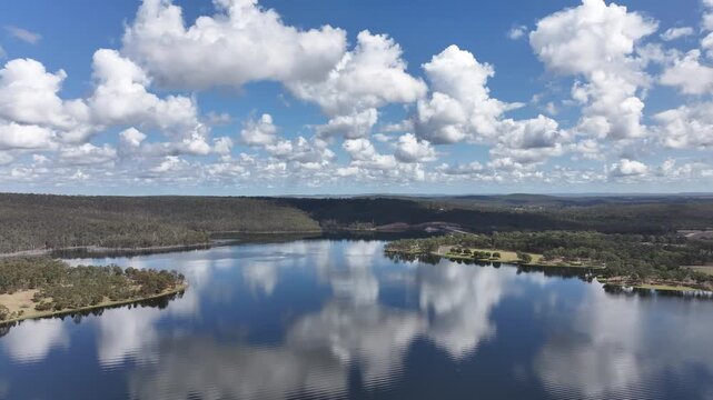 Aerial footage of Lake Barambah Queensland Australia