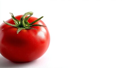 Red tomato on a white background is a minimalist poster with bright color for healthy cooking