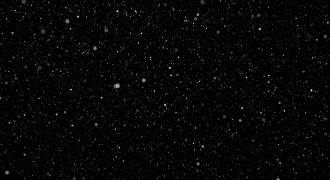 Falling particles against black background creating a sense of depth and motion - Powered by Adobe