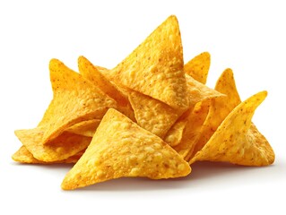 Corn chips nachos on white background