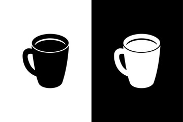 Black and White Coffee Cup Vector Icon.
