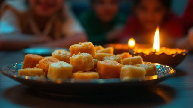 Festive Bhai Dooj Celebration Delicious Sweet Treats and Traditional Diya Lighting for a Joyful Occasion