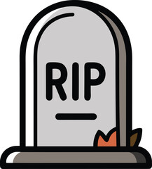 Vector Illustration of a Gravestone with RIP Text for Halloween Theme, vector illustration