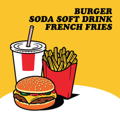 Burger, French Fries, and Soda Combo Meal