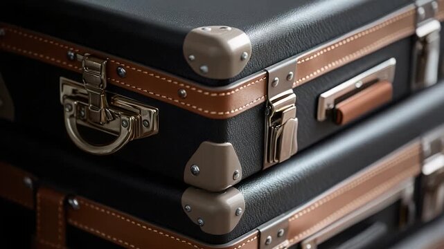 Three suitcases stacked on top of each other, ready for travel