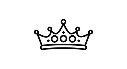 Simple black and white line drawing of a regal crown illustration © mst