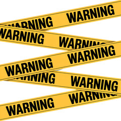 Yellow Warning Tape Strips with Black Text Repeating the Word WARNING Keywords: warning, tape, caution, danger, security isolated on a transparent background